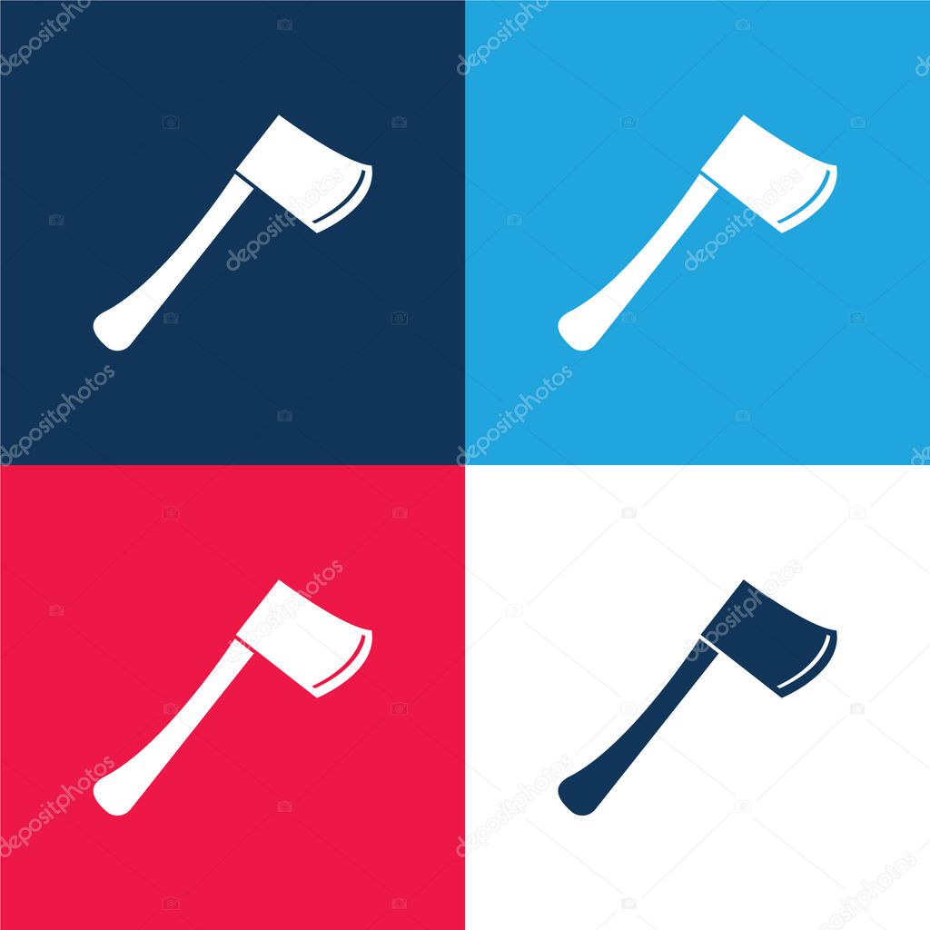 Axe blue and red four color minimal icon set