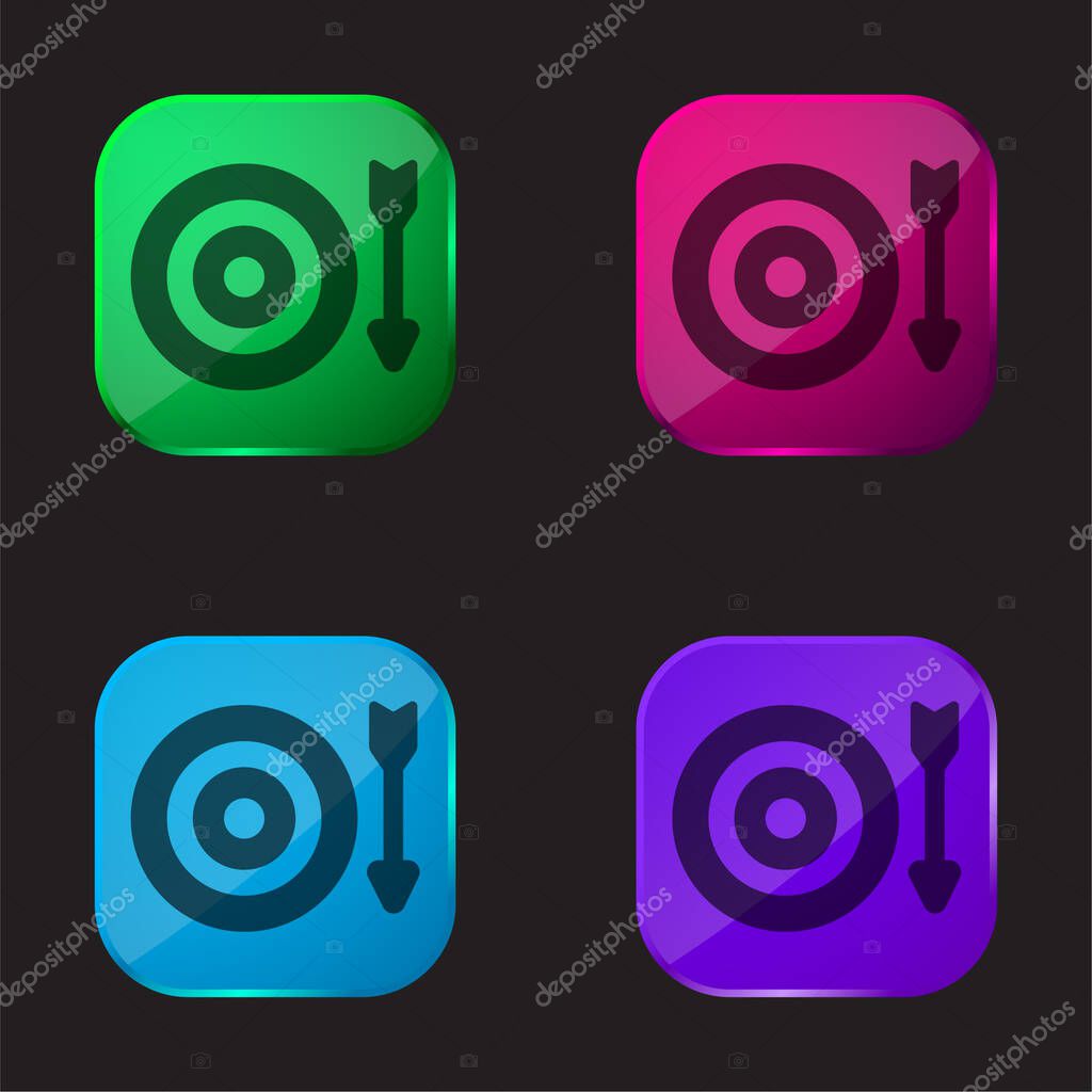 Archery four color glass button icon