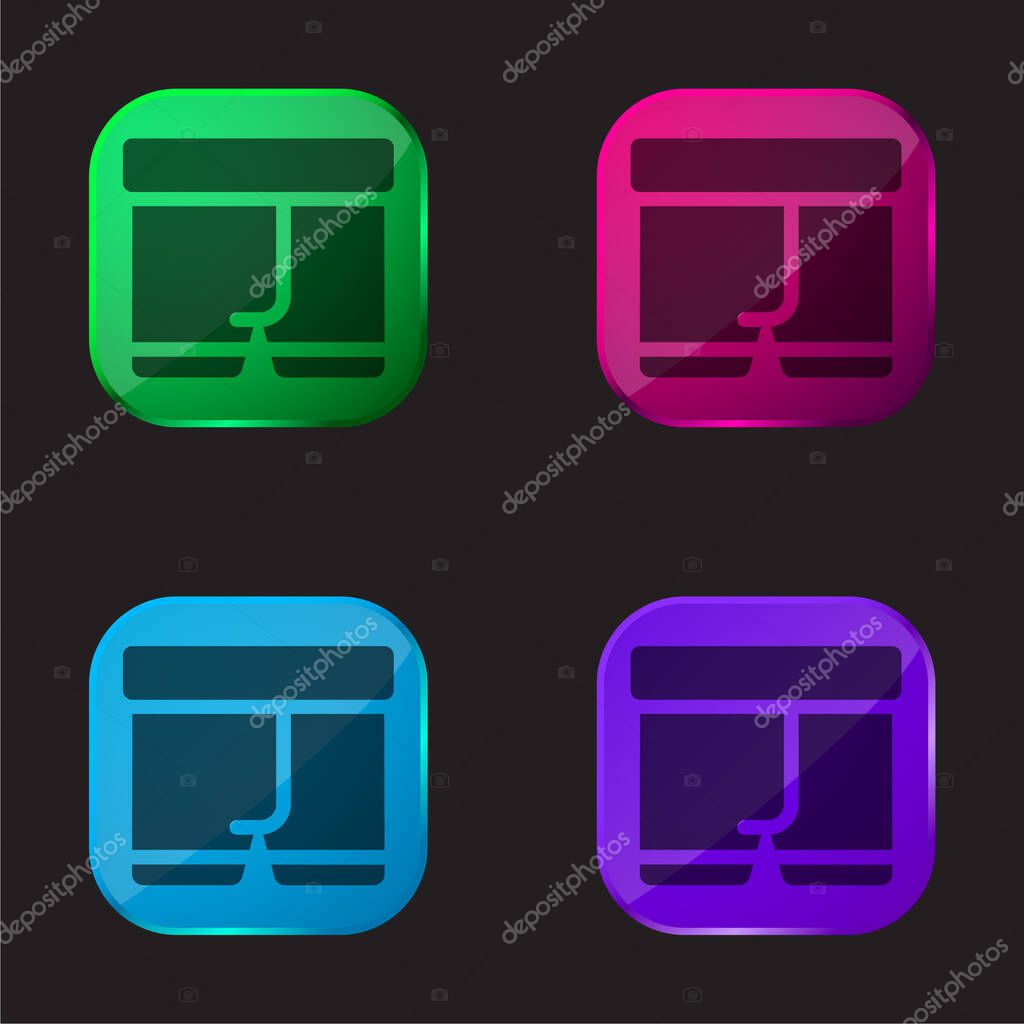 Boxers four color glass button icon