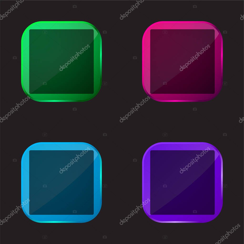 Black Square four color glass button icon