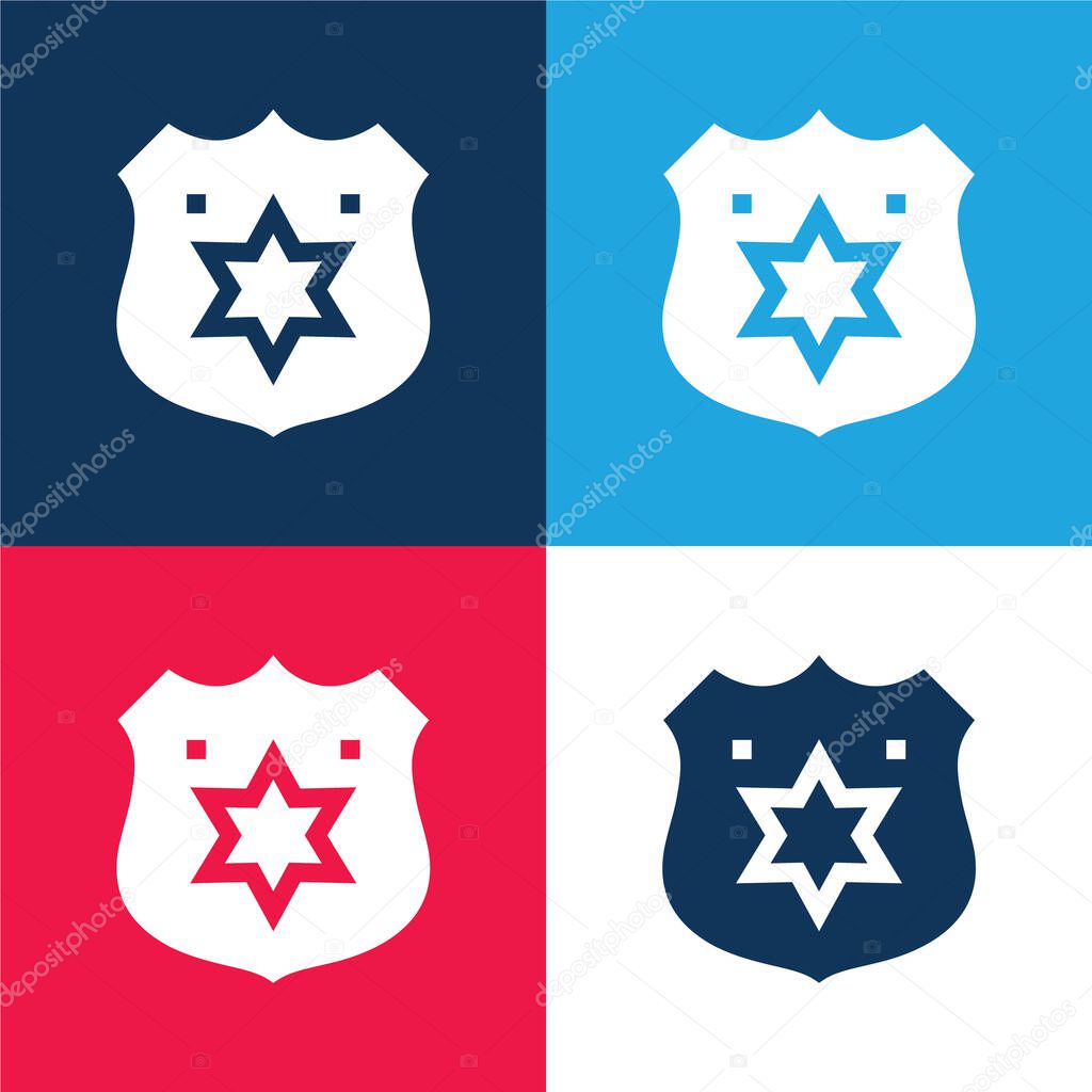 Badge blue and red four color minimal icon set