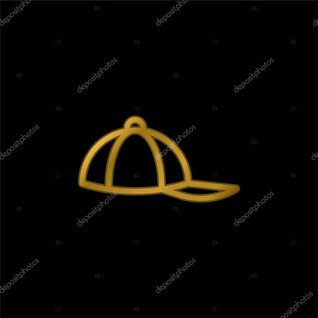 Baseball Cap gold plated metalic icon or logo vector