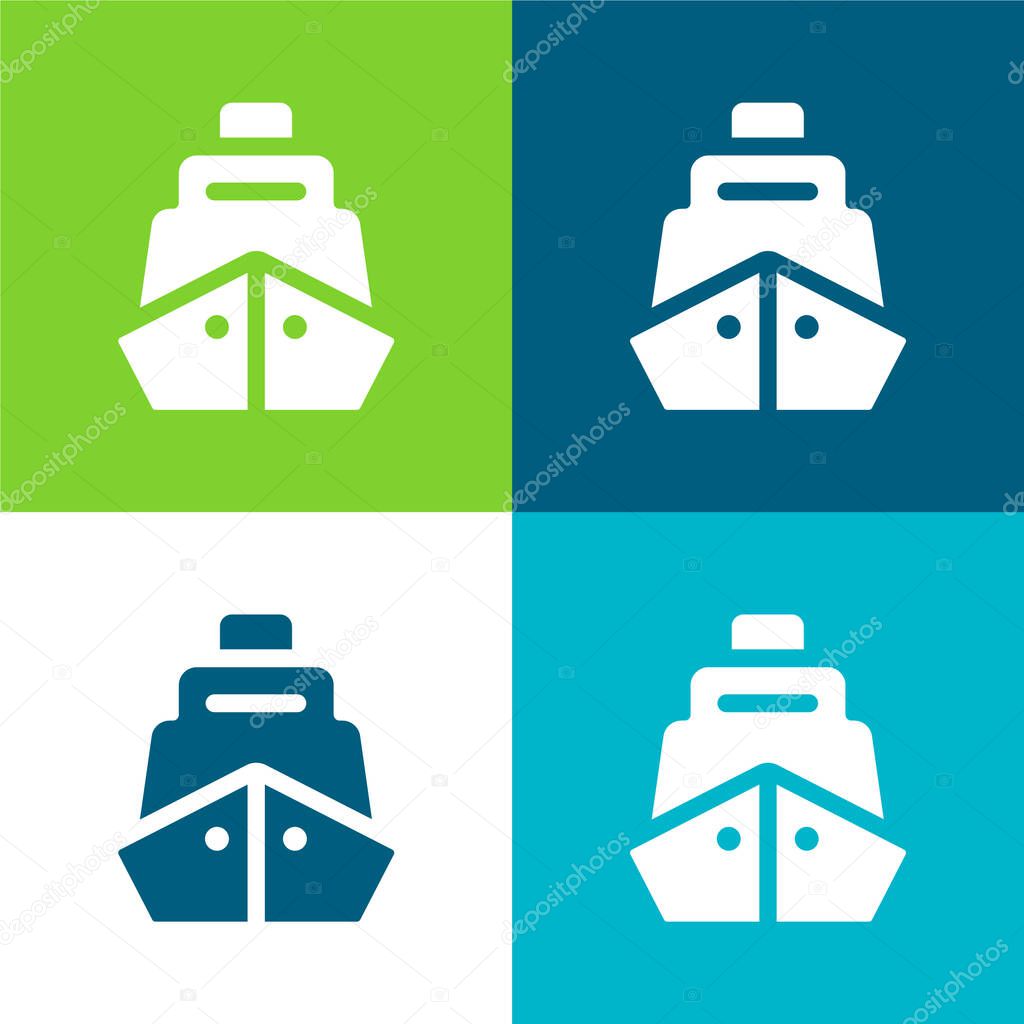 Boat Flat four color minimal icon set