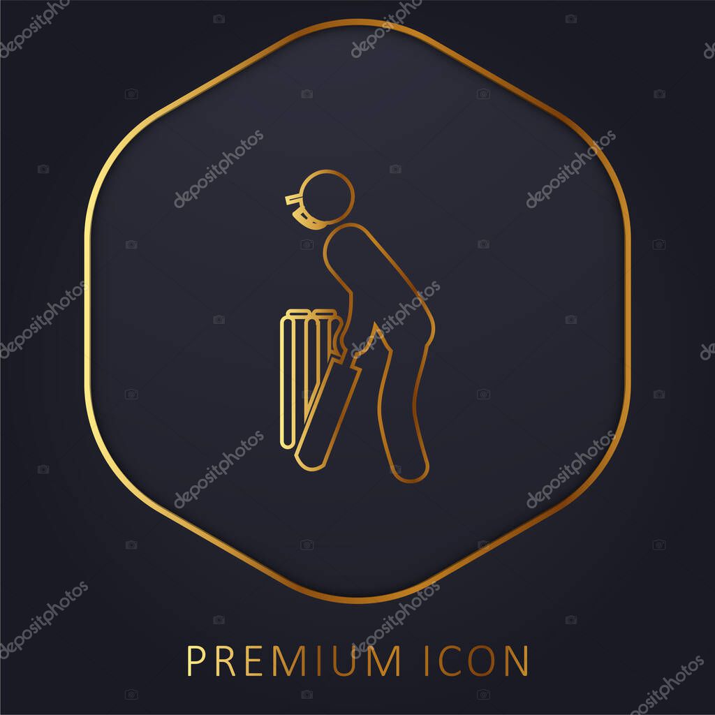 Bats Man golden line premium logo or icon