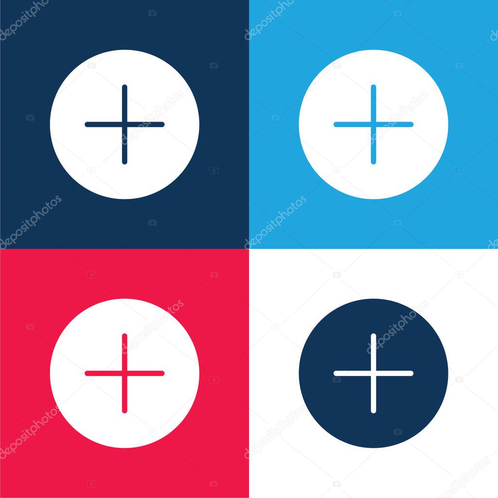 Add blue and red four color minimal icon set
