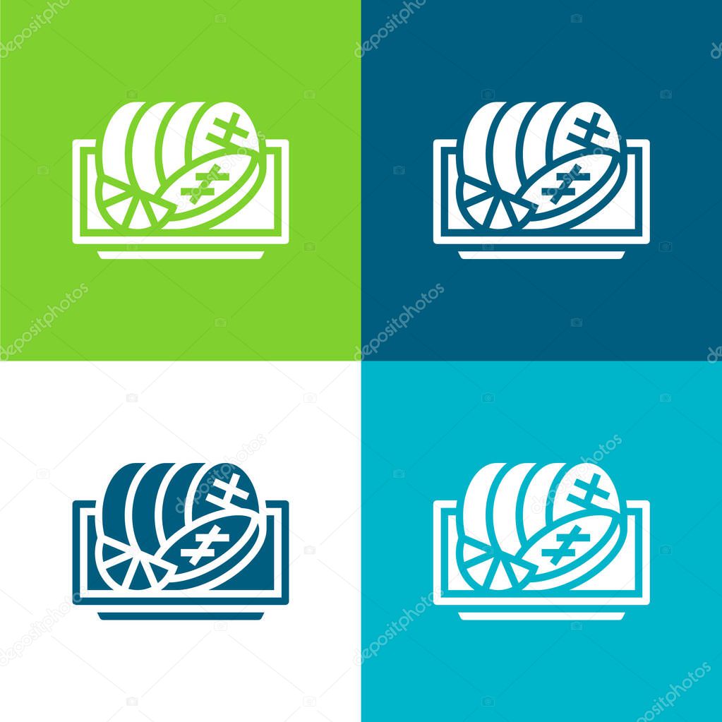 Beef Flat four color minimal icon set