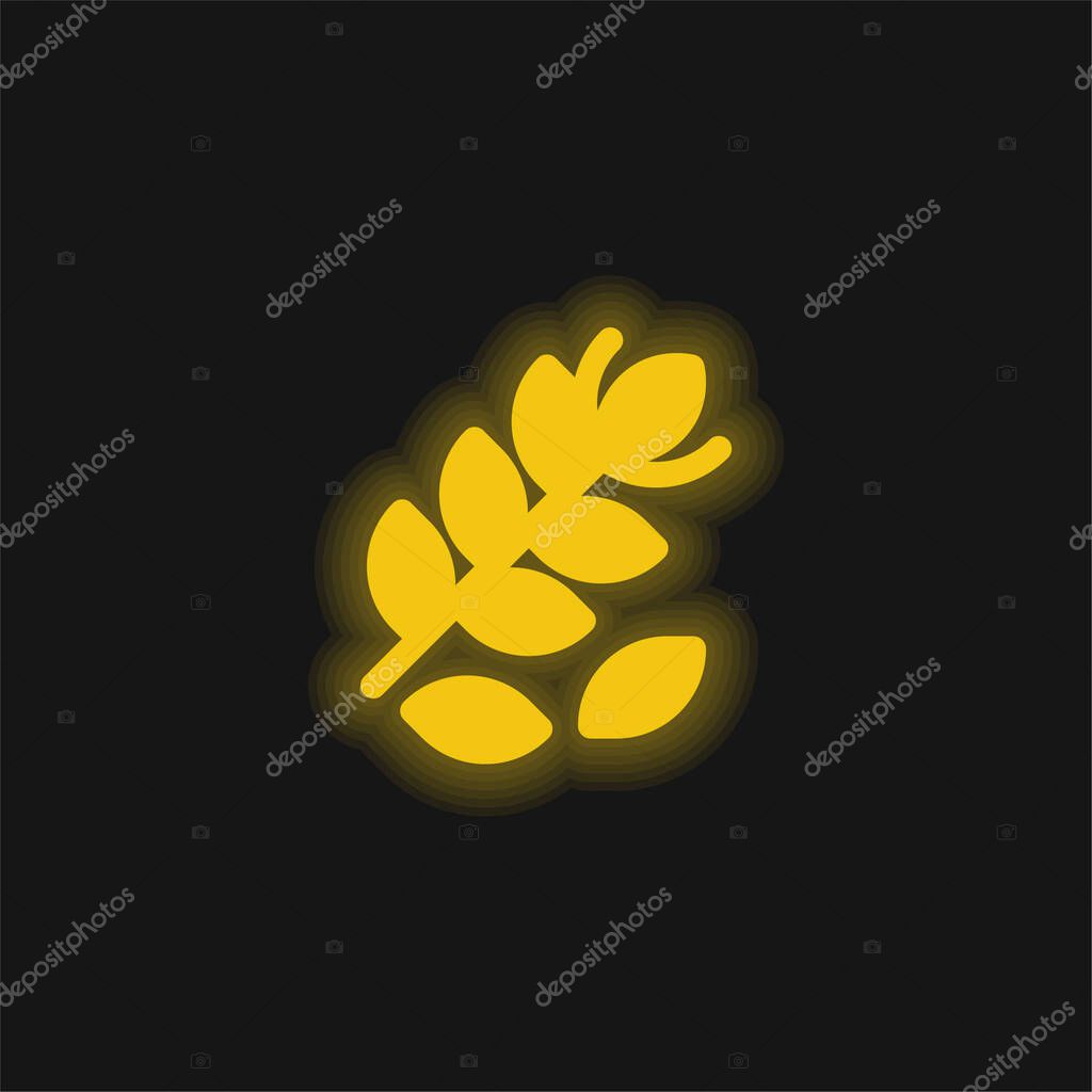 Branch yellow glowing neon icon