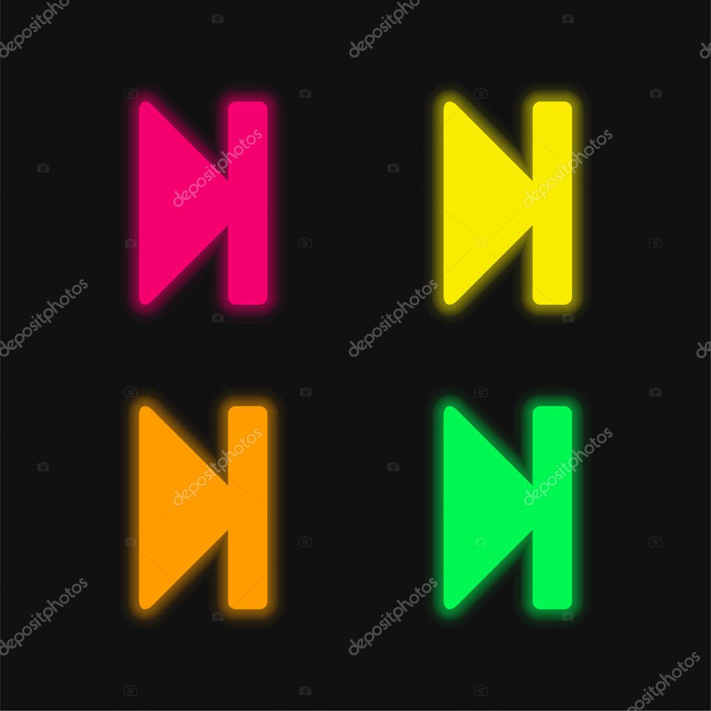 Advance Button four color glowing neon vector icon