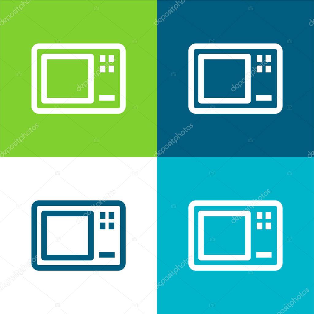 Big Microwave Oven Flat four color minimal icon set