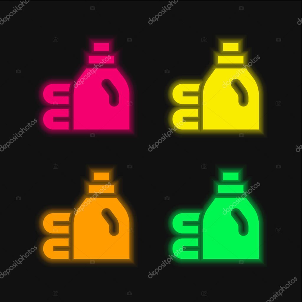 Bleach four color glowing neon vector icon