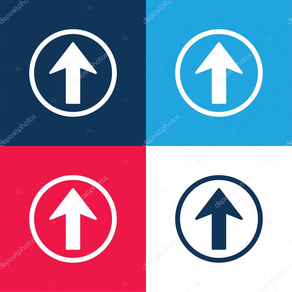 Arrow Up In A Circle blue and red four color minimal icon set