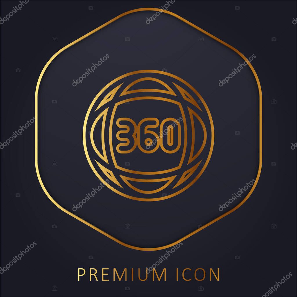 360 Degrees golden line premium logo or icon