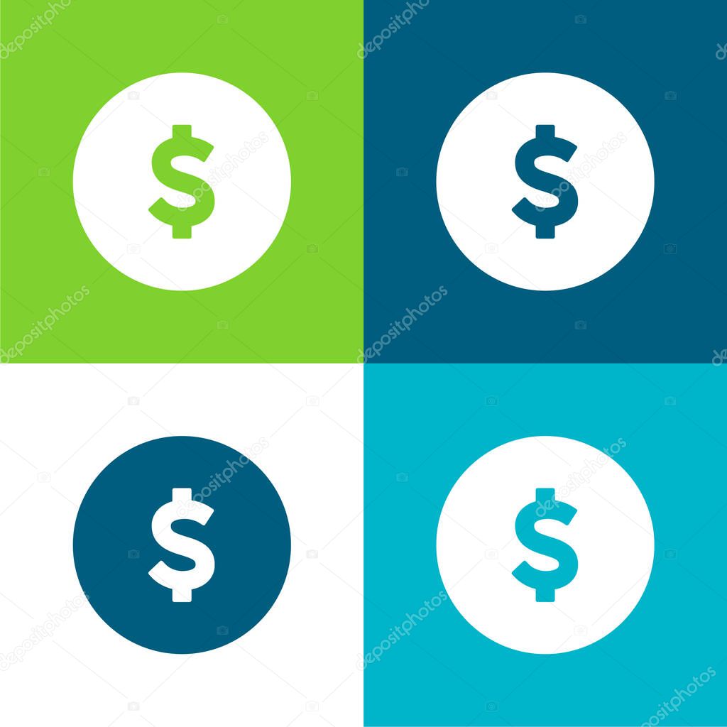 Big Dollar Coin Flat four color minimal icon set