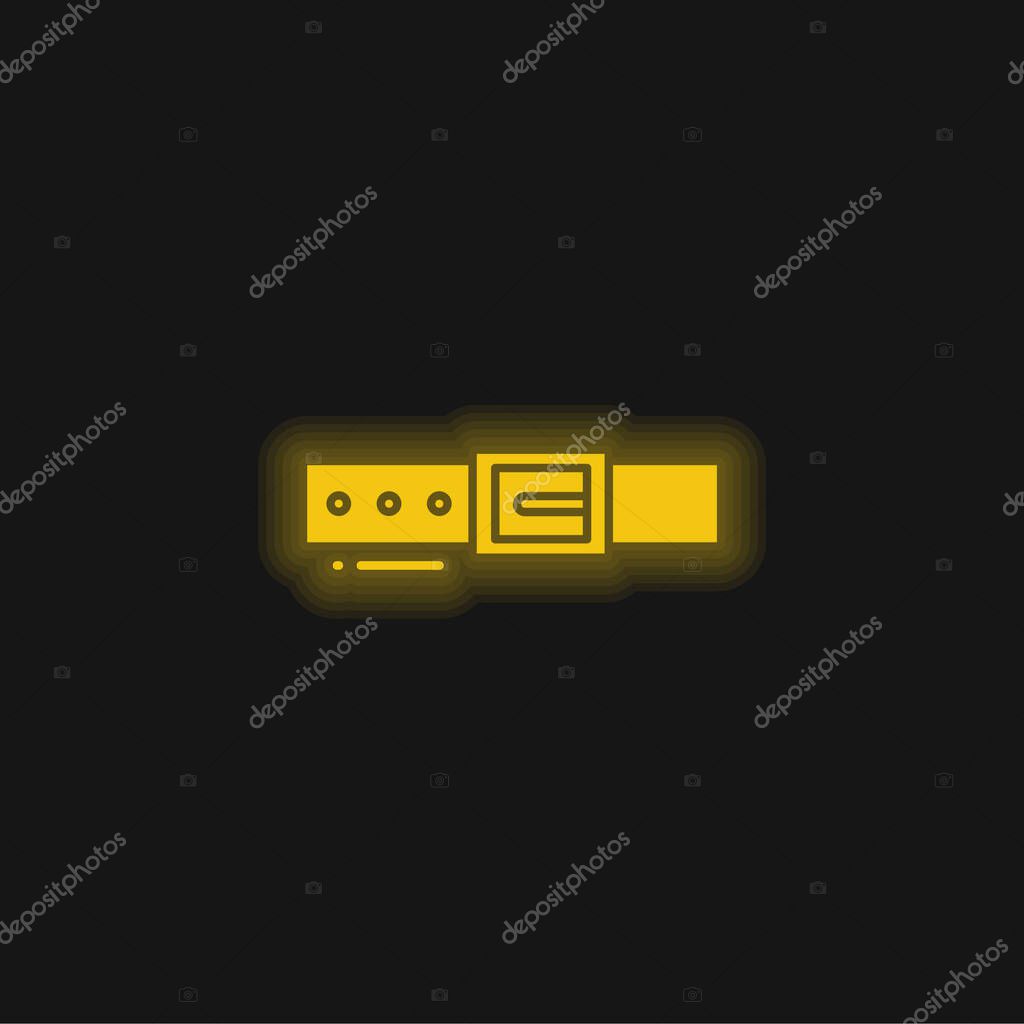 Belt yellow glowing neon icon