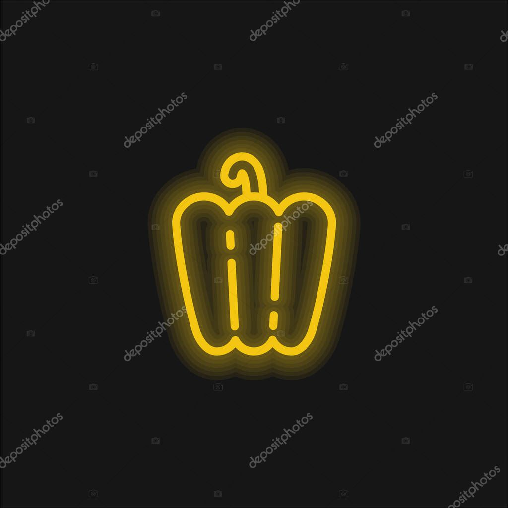 Bell Pepper yellow glowing neon icon