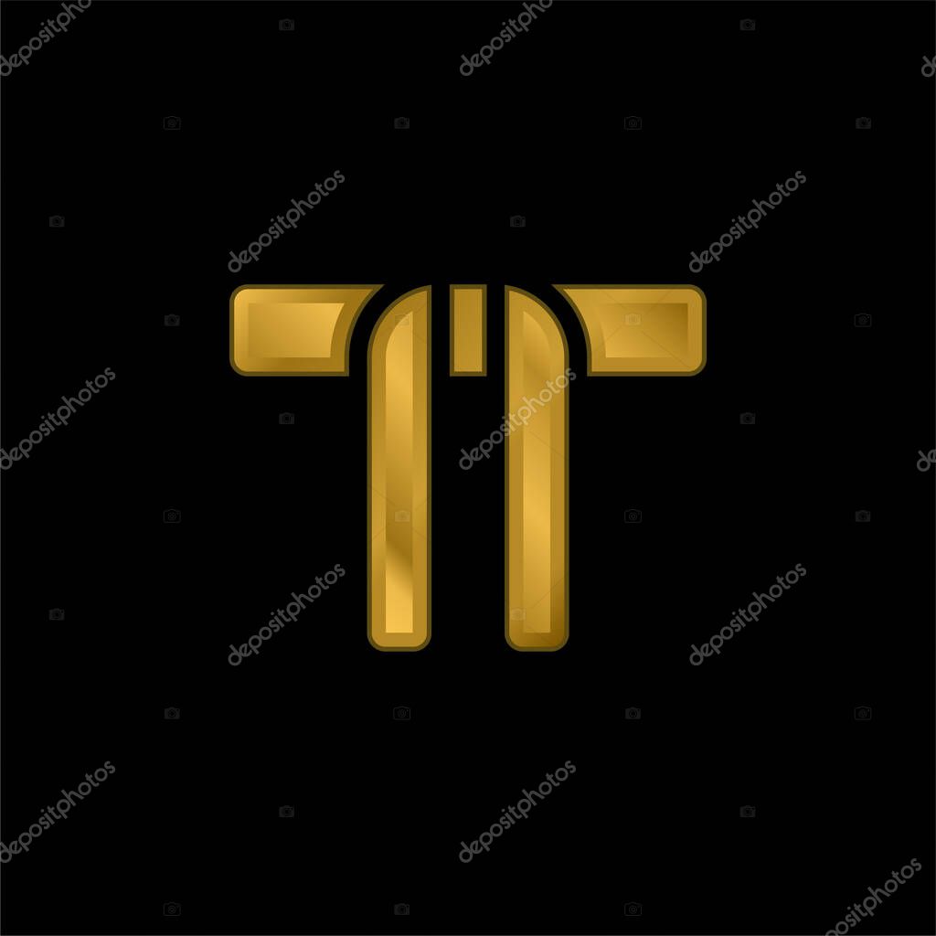 Black Belt gold plated metalic icon or logo vector