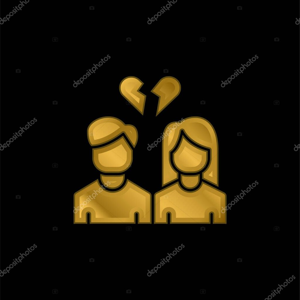 Break Up gold plated metalic icon or logo vector