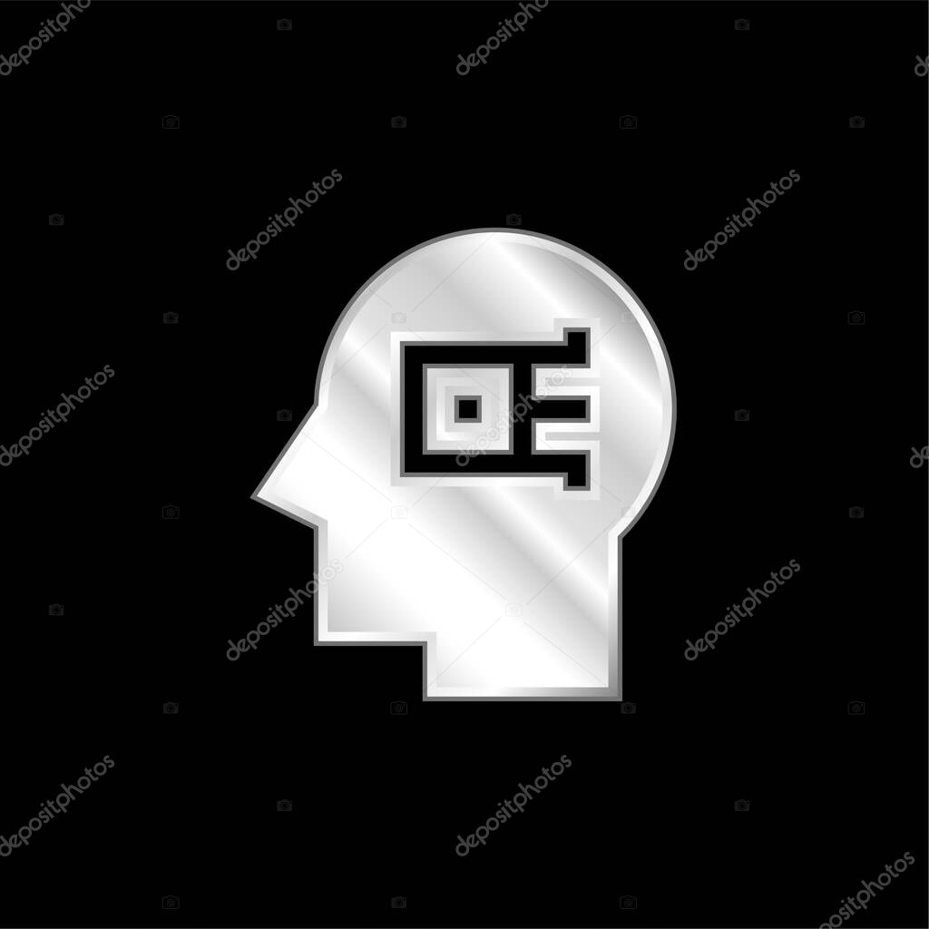 Artificial Intelligence silver plated metallic icon