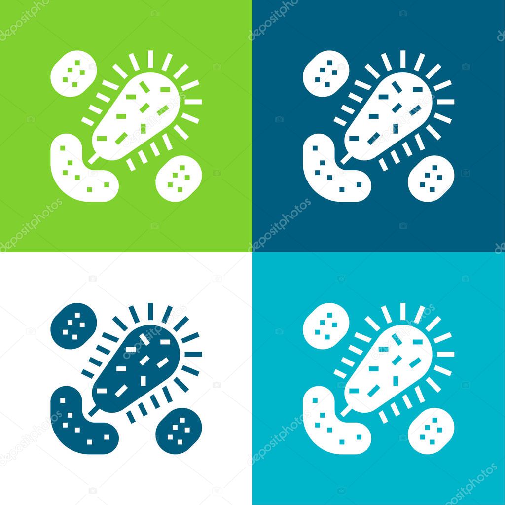 Bacteria Flat four color minimal icon set