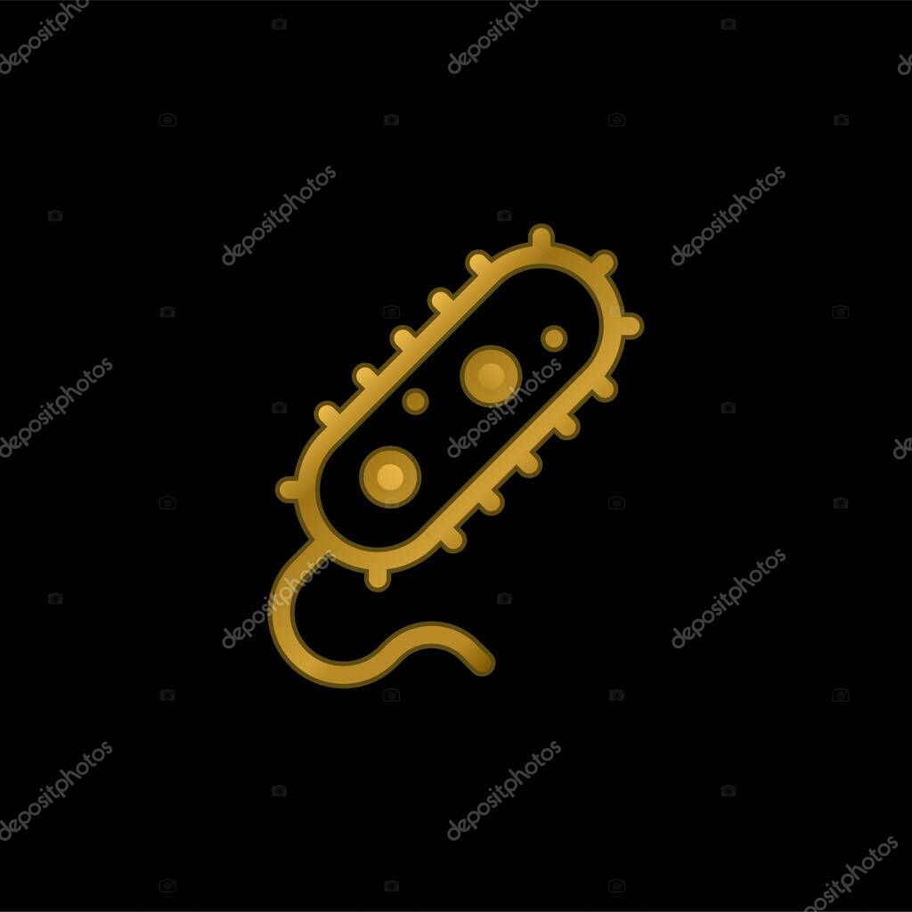Bacteria gold plated metalic icon or logo vector