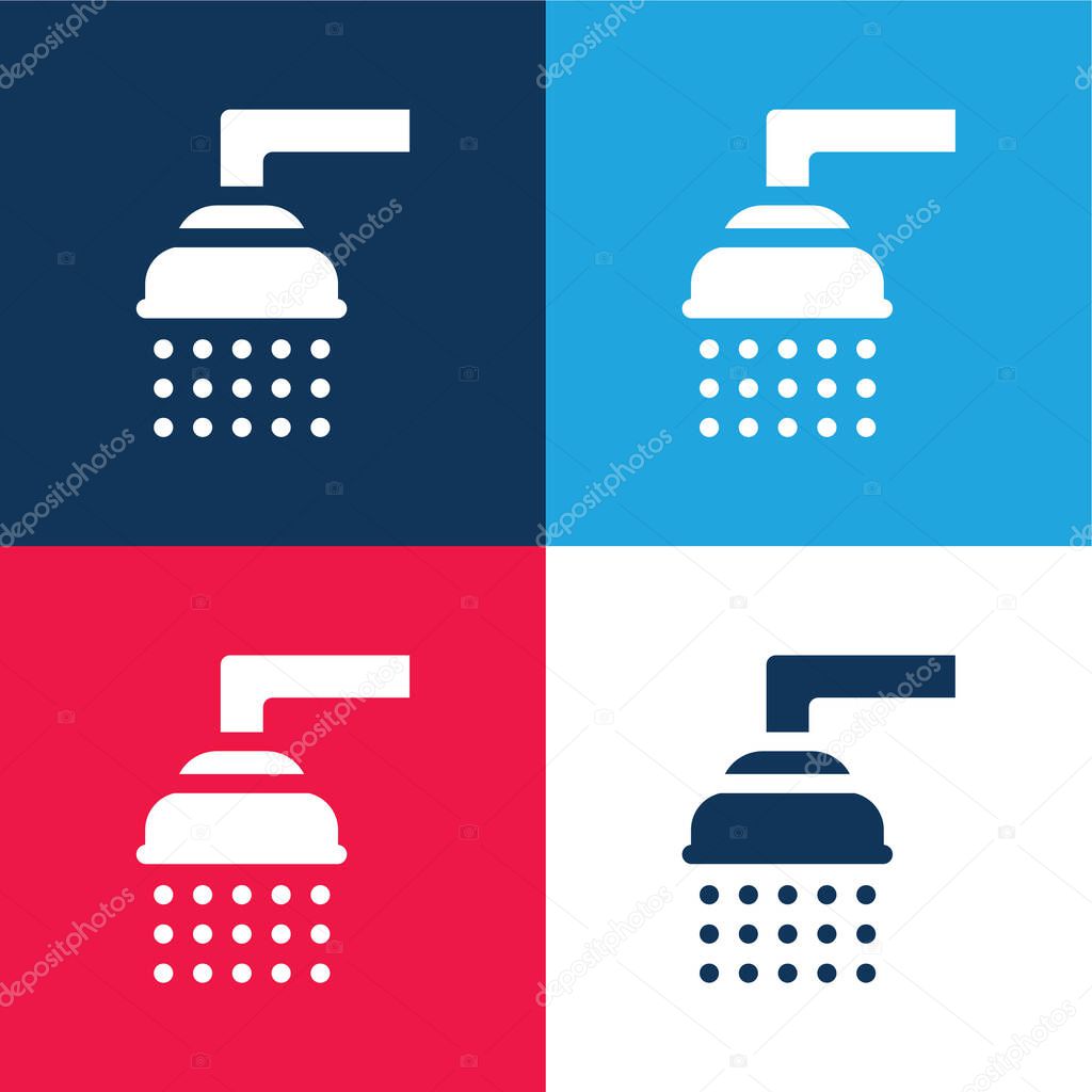 Bathroom blue and red four color minimal icon set