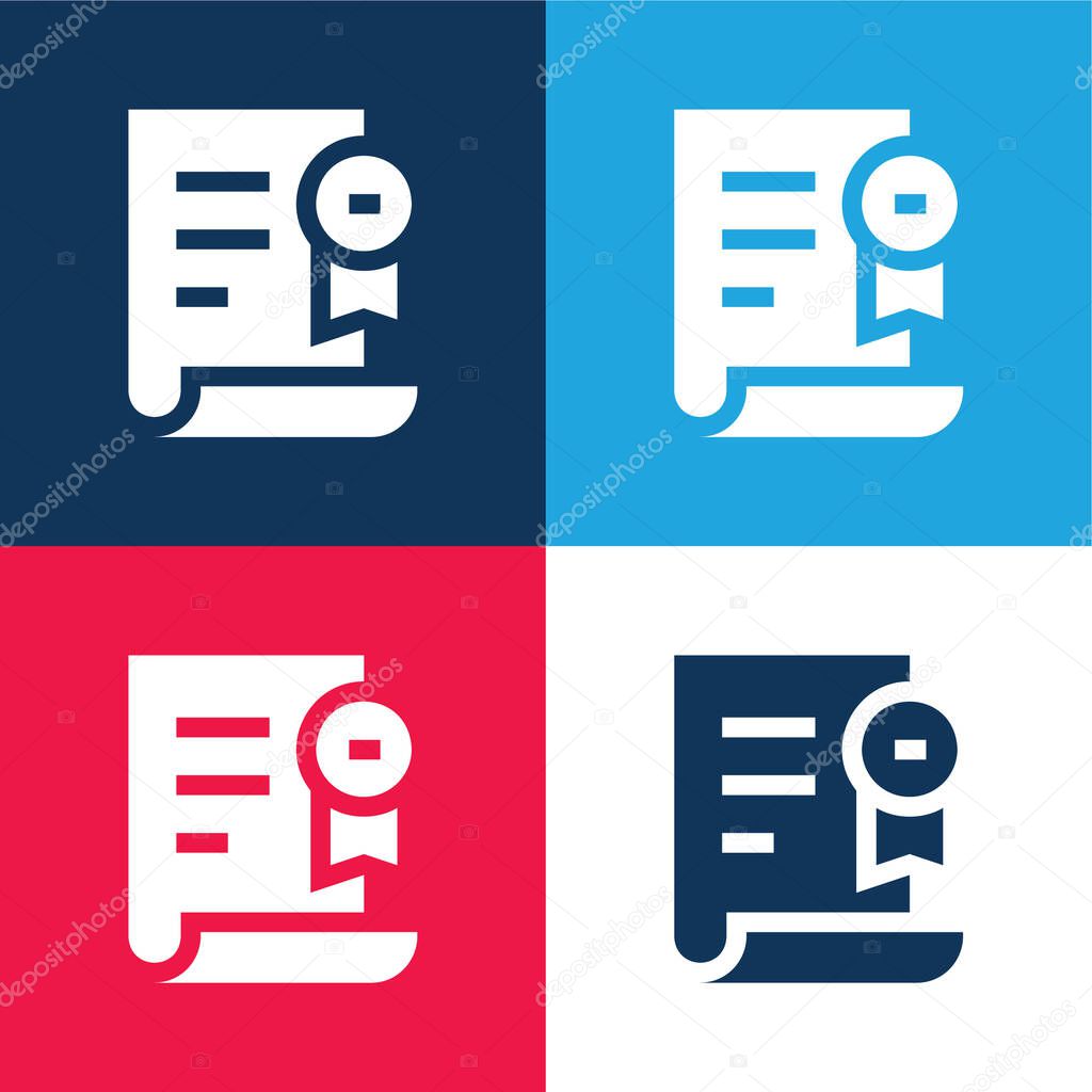 Award blue and red four color minimal icon set