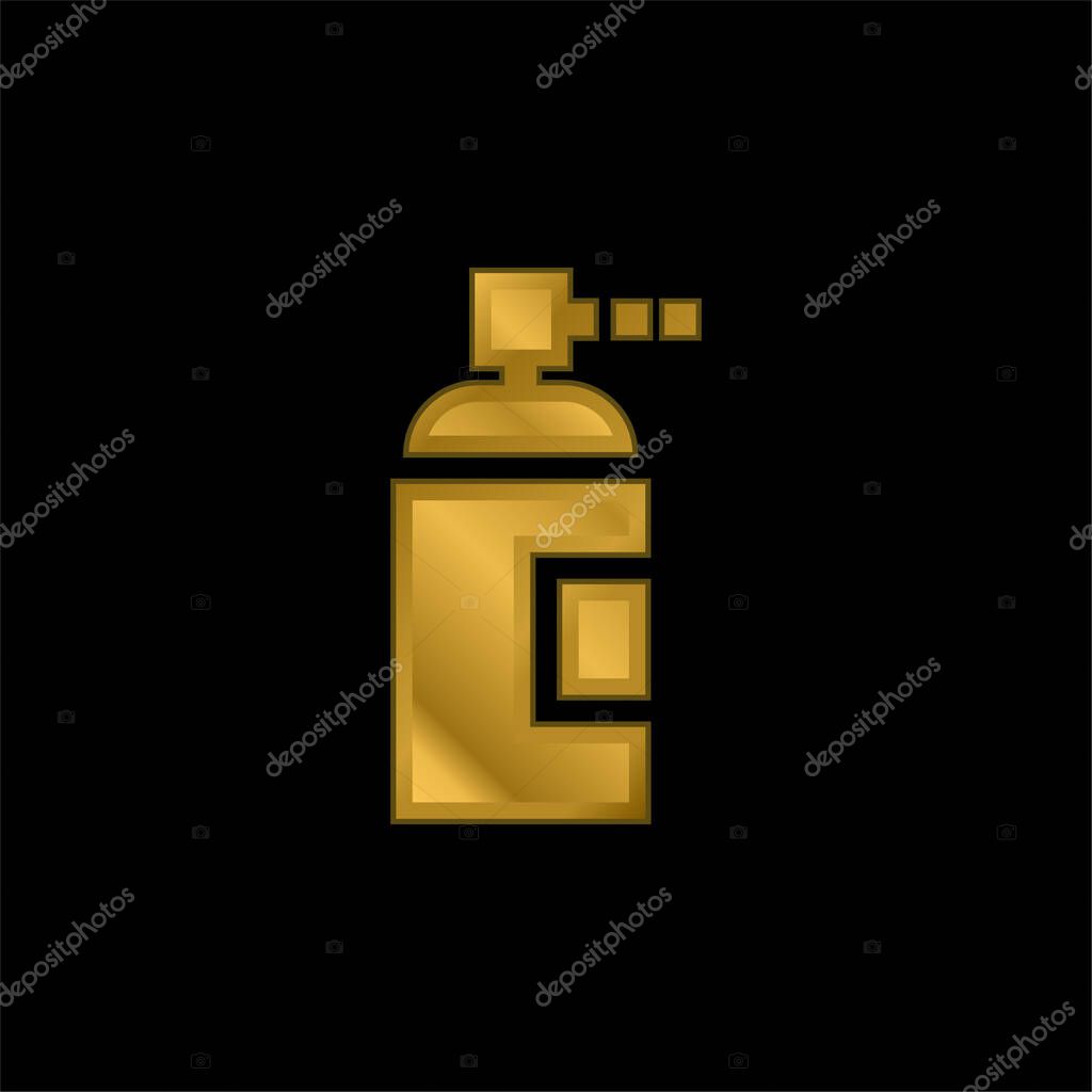 Aerosol gold plated metalic icon or logo vector