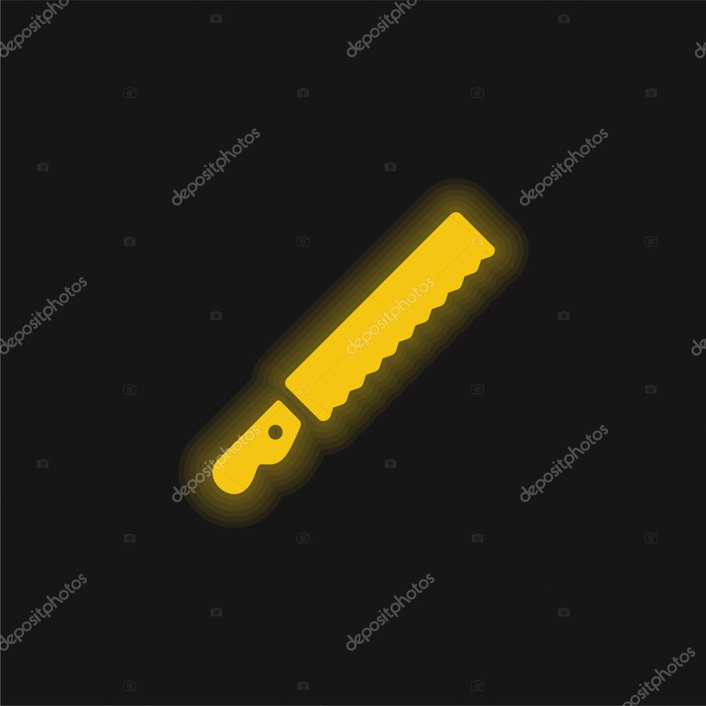 Bread Knife yellow glowing neon icon