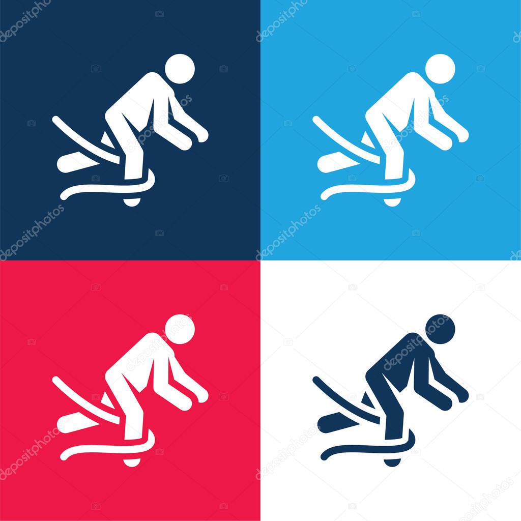 Accident blue and red four color minimal icon set