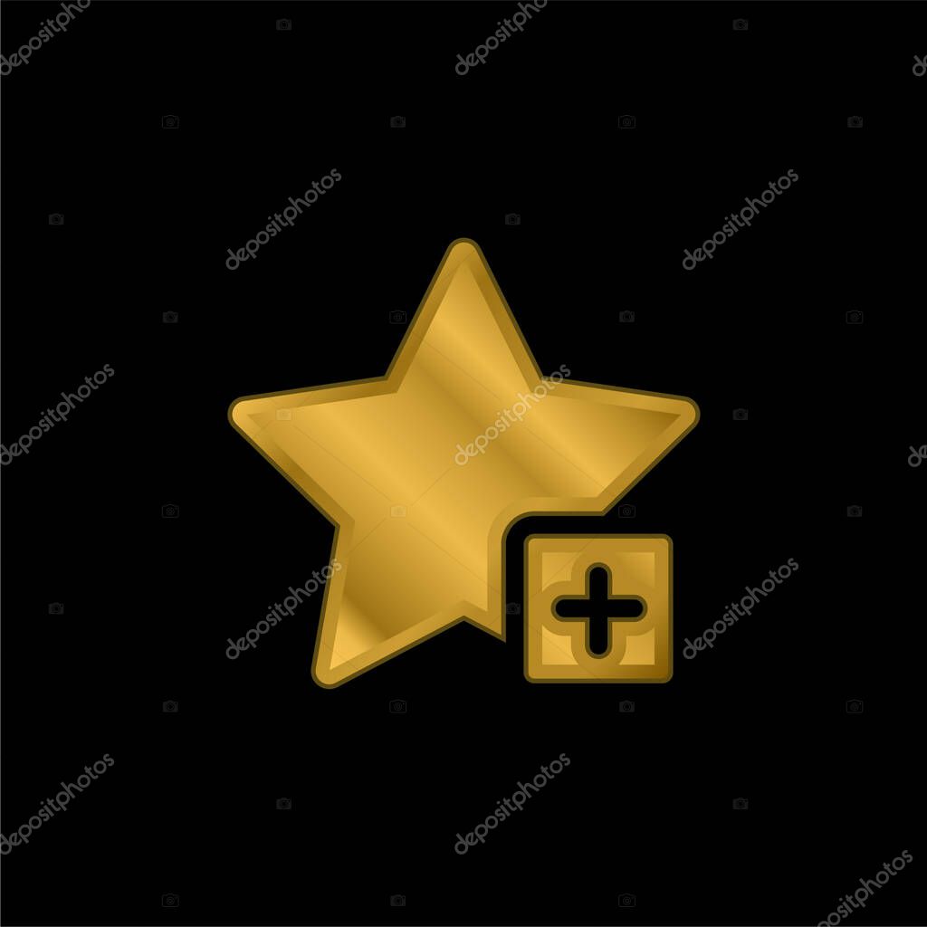 Add gold plated metalic icon or logo vector