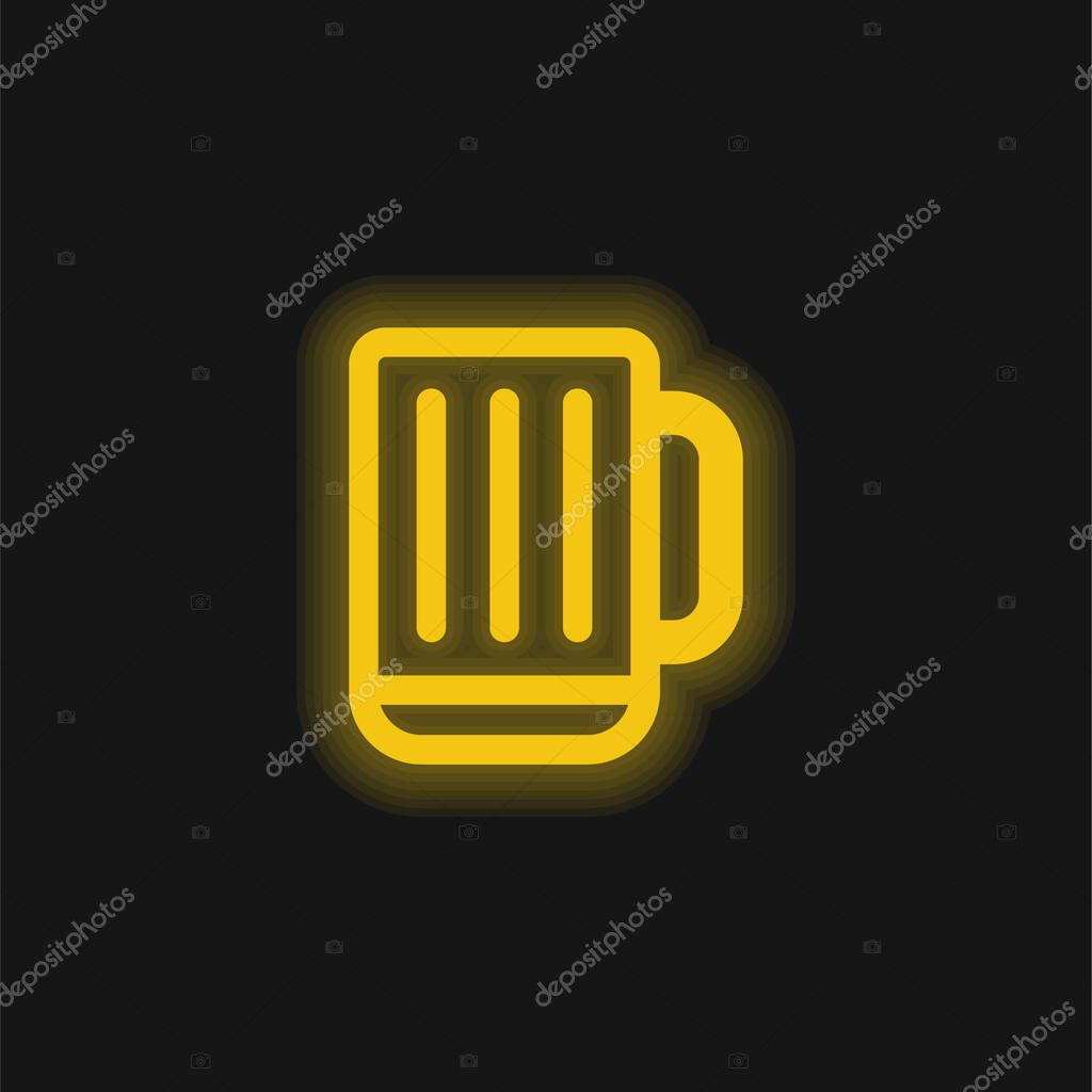 Beer Stein yellow glowing neon icon