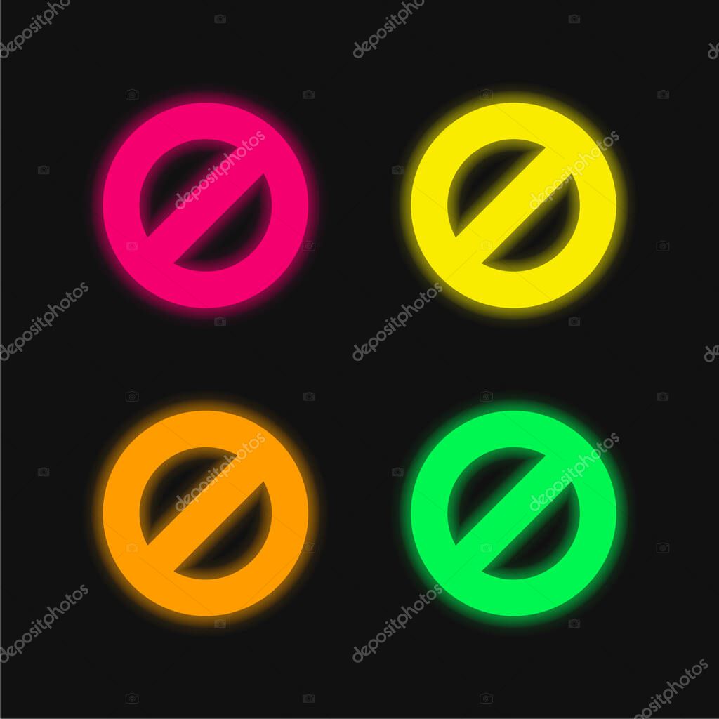 Block four color glowing neon vector icon