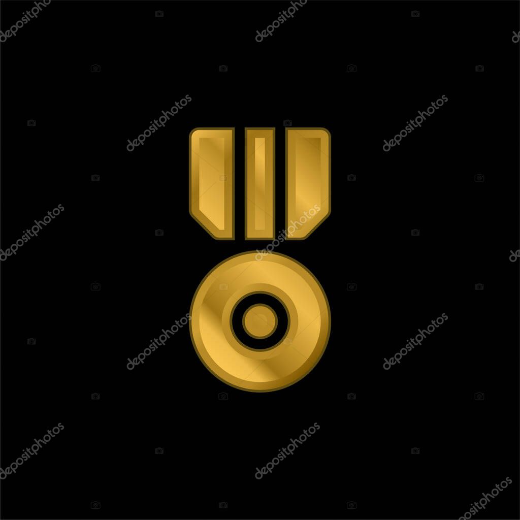 Achievement gold plated metalic icon or logo vector