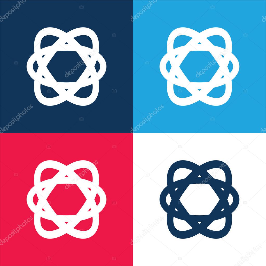 Atom blue and red four color minimal icon set