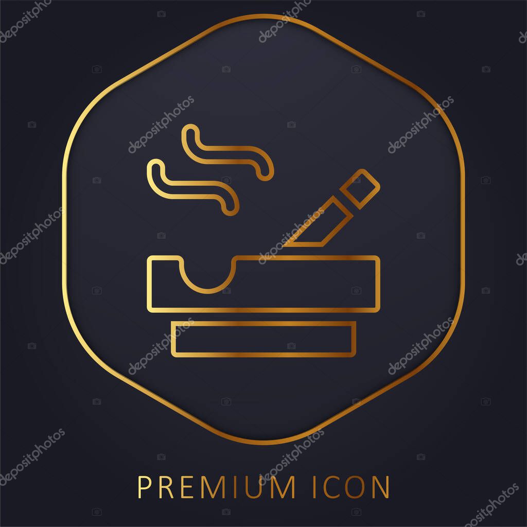 Ashtray golden line premium logo or icon