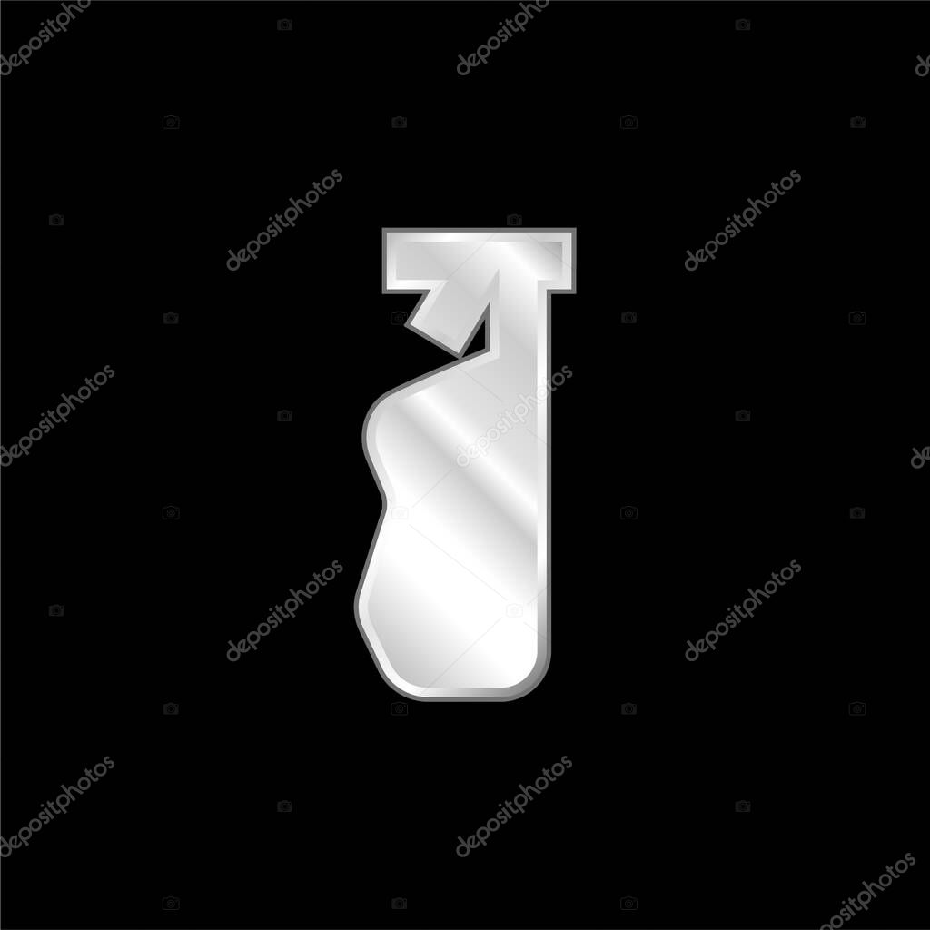 Bottle silver plated metallic icon