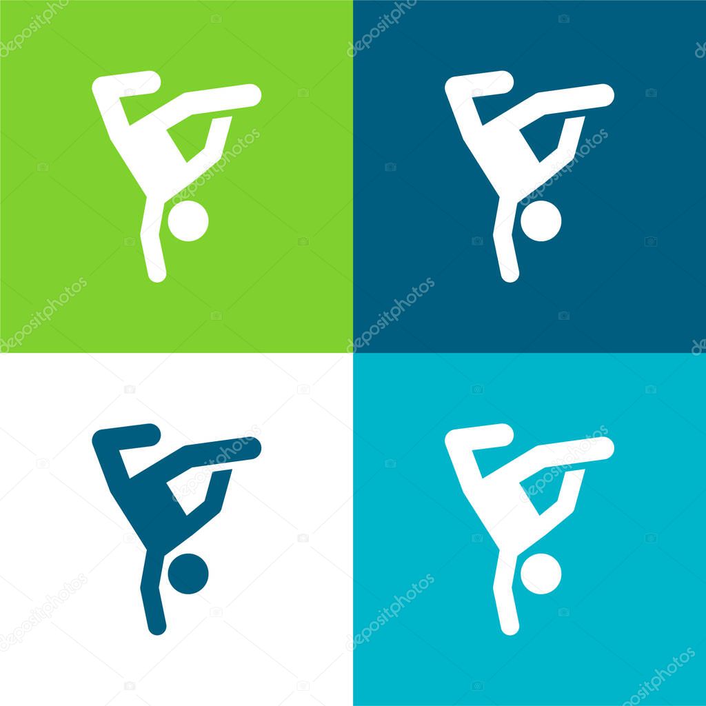 Breakdance Flat four color minimal icon set