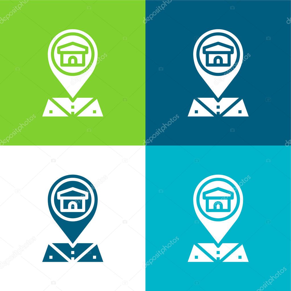 Address Flat four color minimal icon set