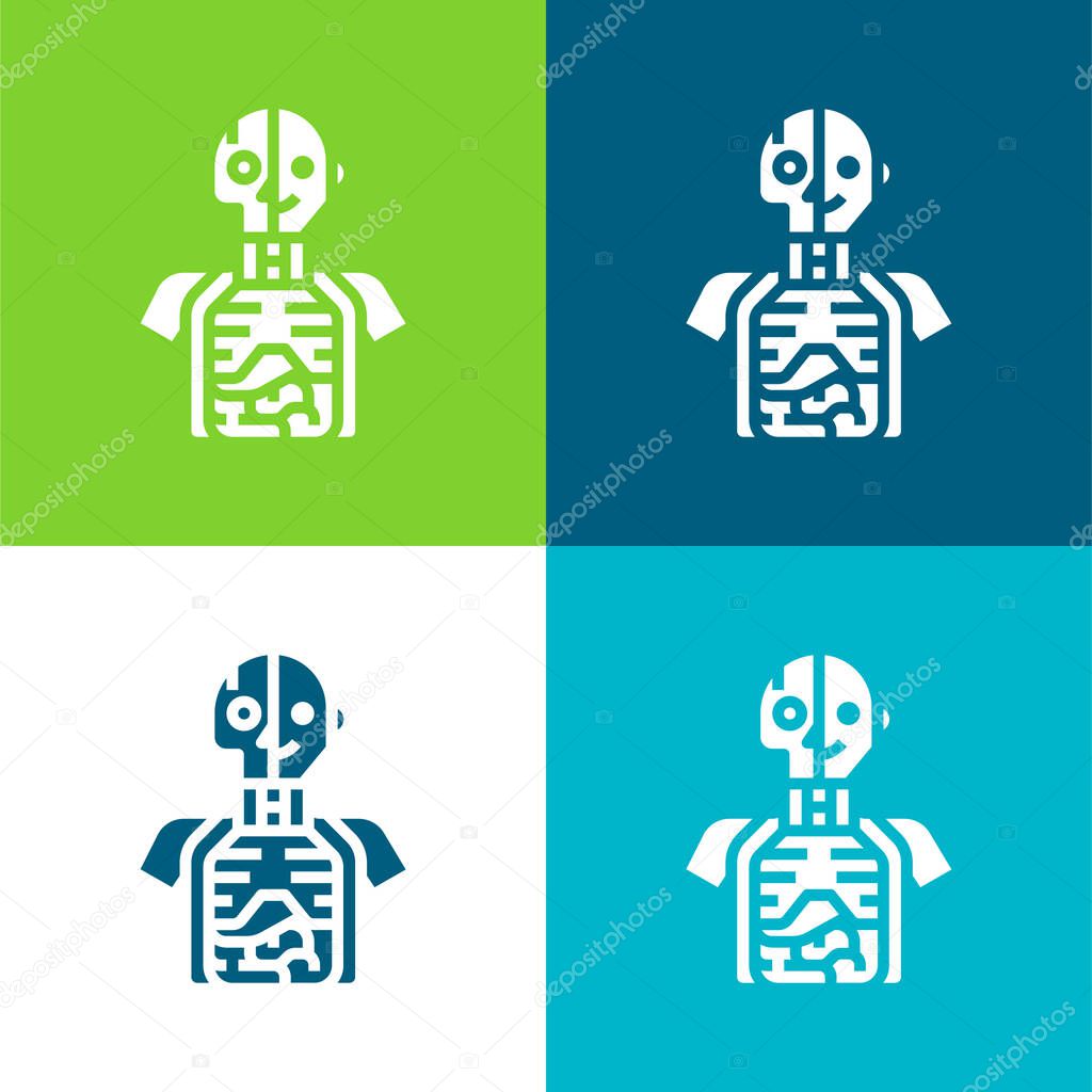 Anatomy Flat four color minimal icon set
