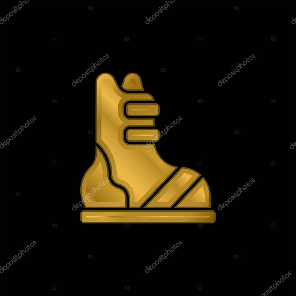 Boots gold plated metalic icon or logo vector