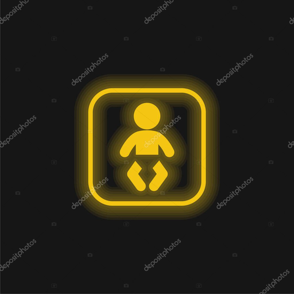 Baby Zone yellow glowing neon icon
