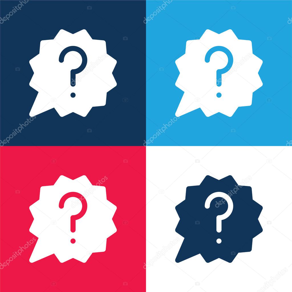 Ask blue and red four color minimal icon set
