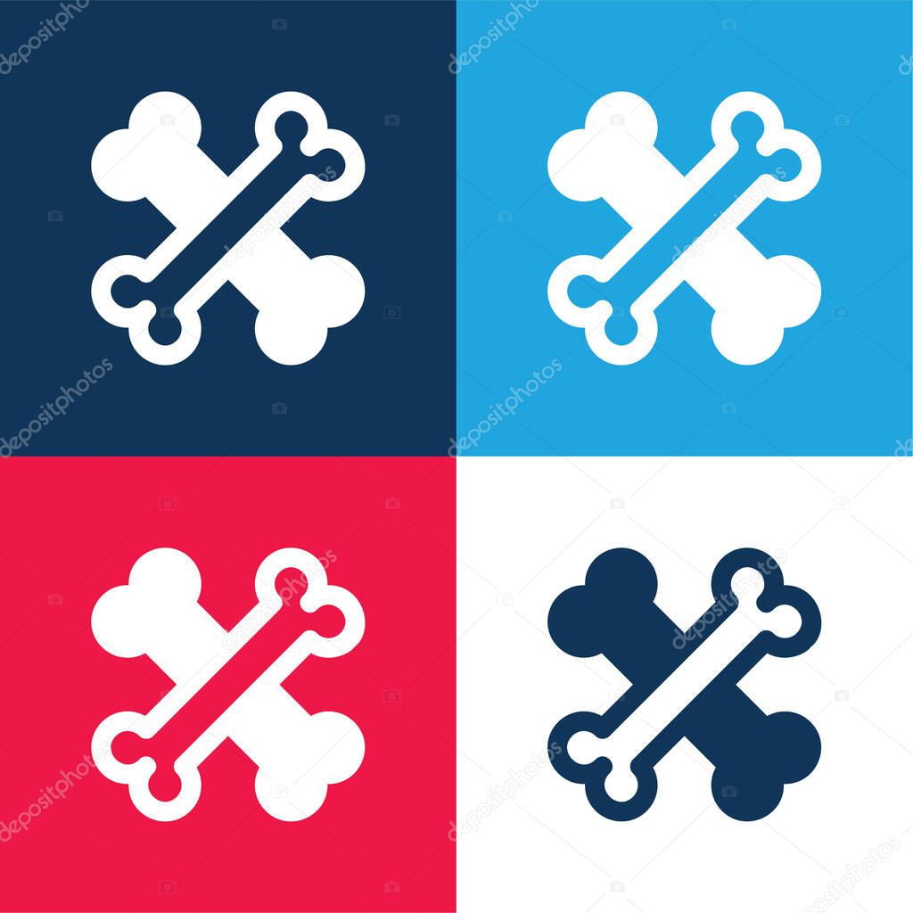 Bones blue and red four color minimal icon set