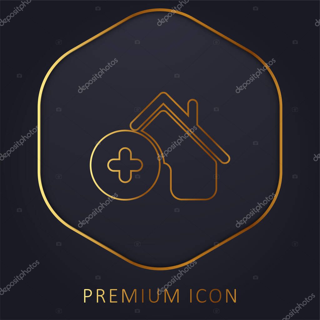 Add House golden line premium logo or icon