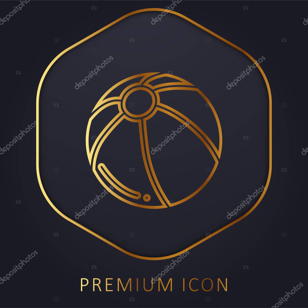 Beach Ball golden line premium logo or icon