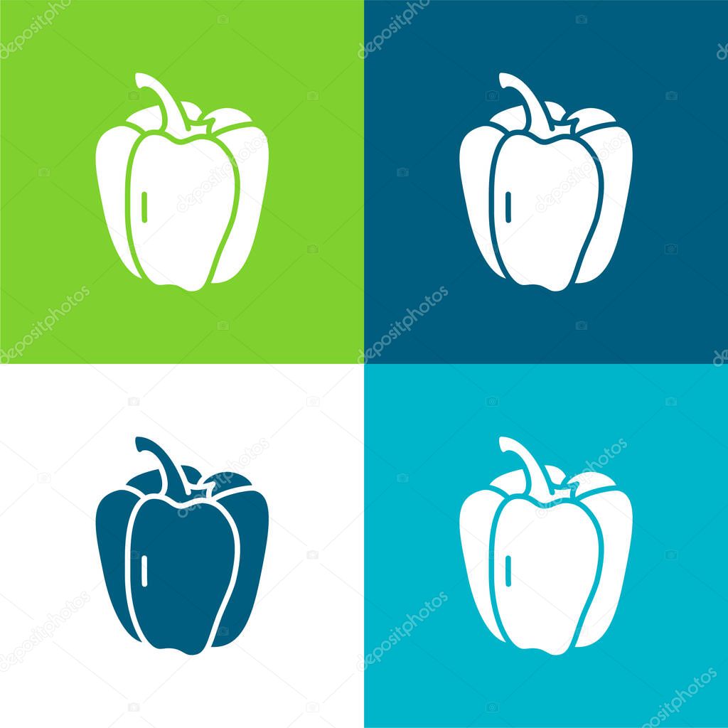 Bell Pepper Flat four color minimal icon set