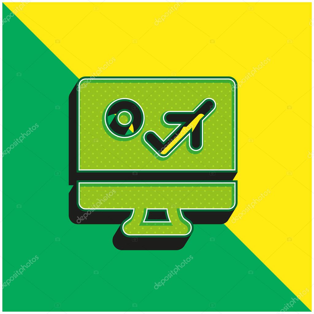 Booking Green and yellow modern 3d vector icon logo