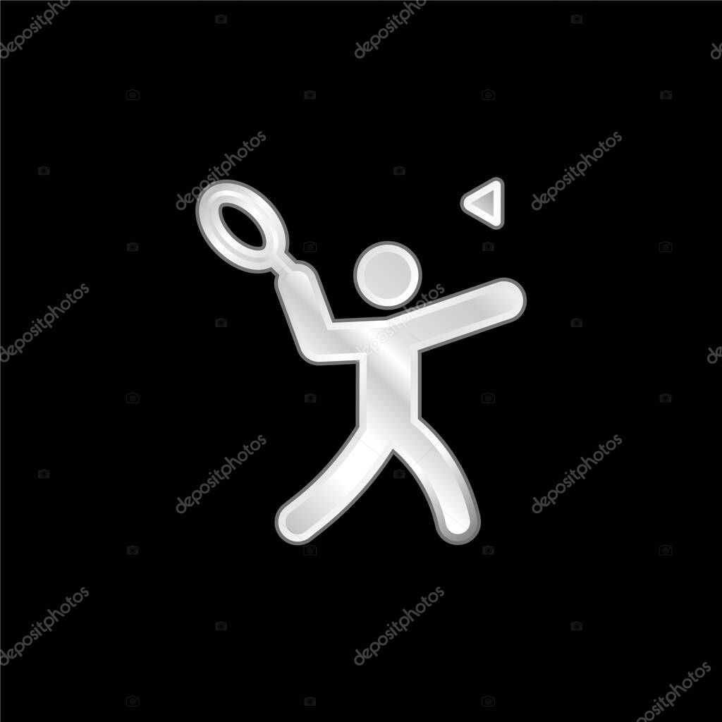 Badminton silver plated metallic icon