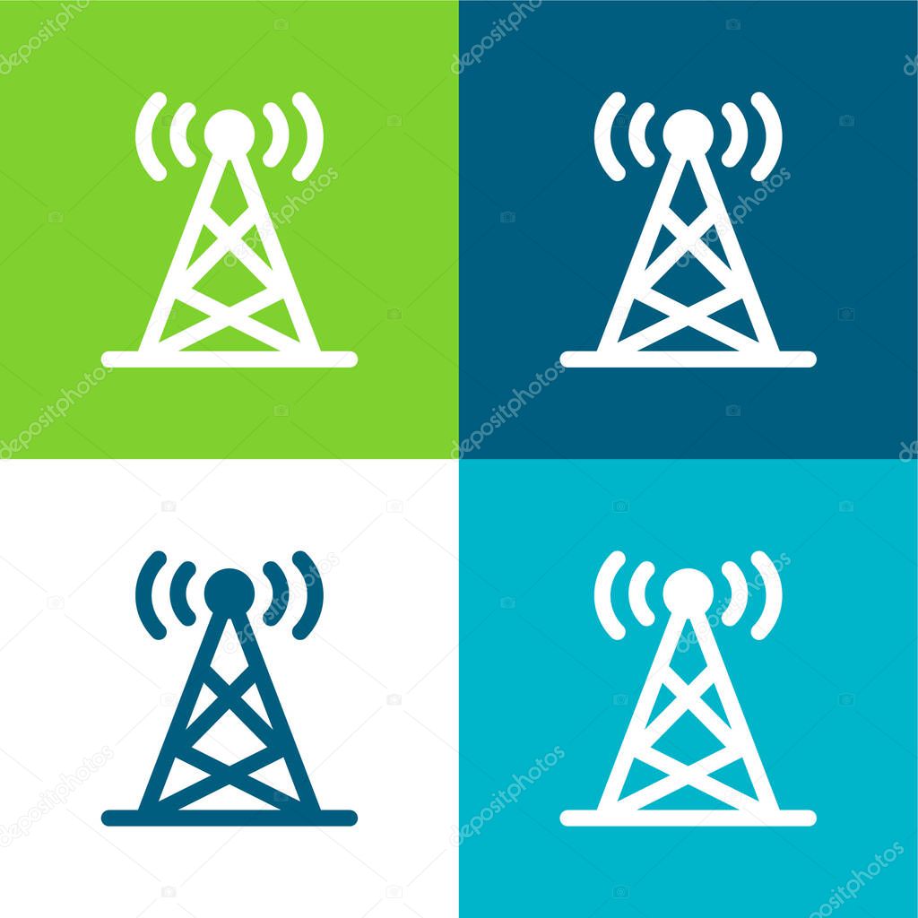 Antenna Flat four color minimal icon set