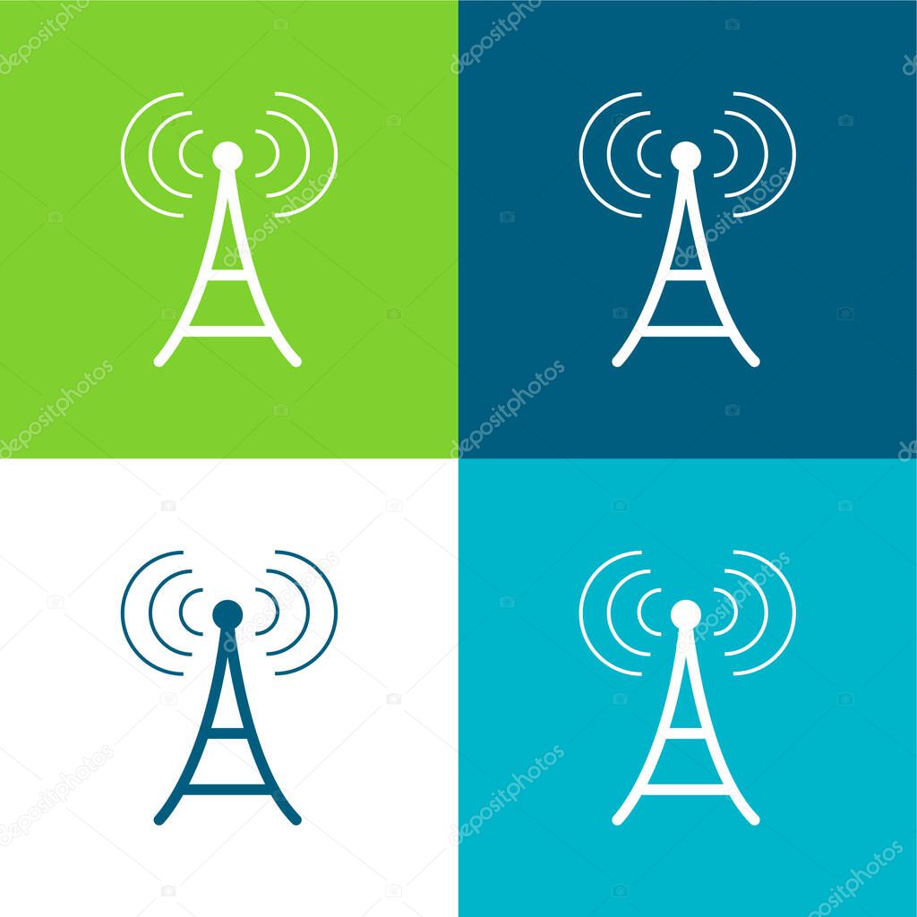Antenna Flat four color minimal icon set